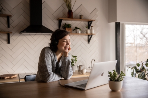 Attractive woman working with laptop